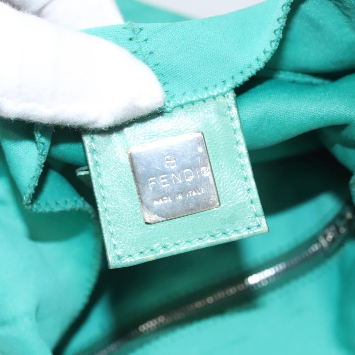 FENDI Shoulder Bag Nylon Green Silver Auth 121653