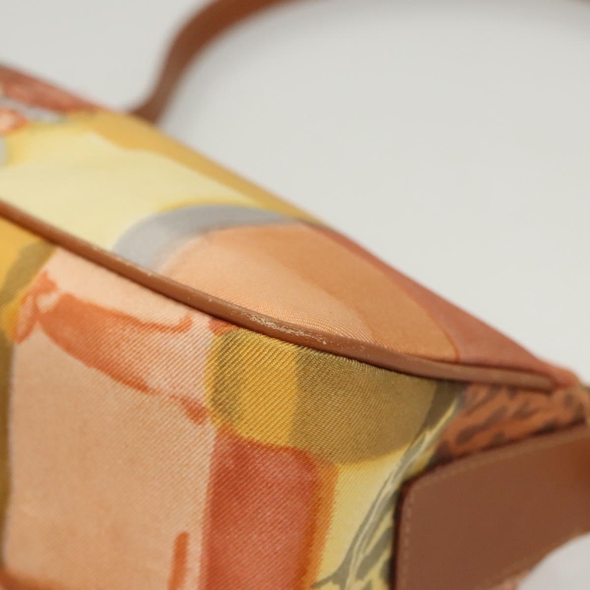 Salvatore Ferragamo Accessory Pouch Nylon Yellow Silver Auth 121659