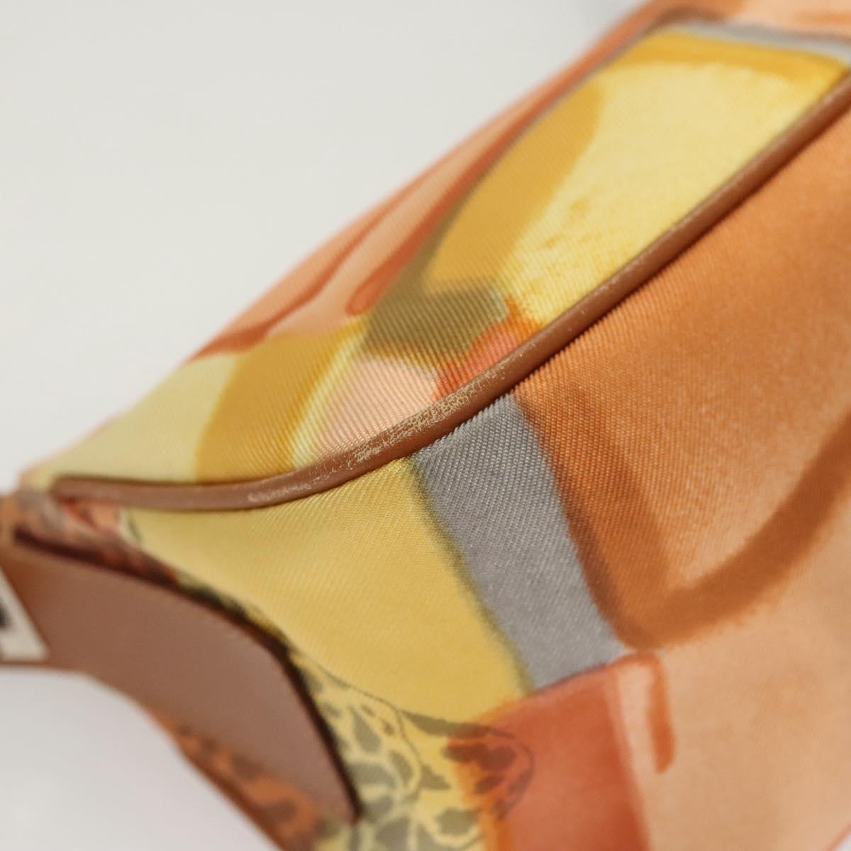 Salvatore Ferragamo Accessory Pouch Nylon Yellow Silver Auth 121659