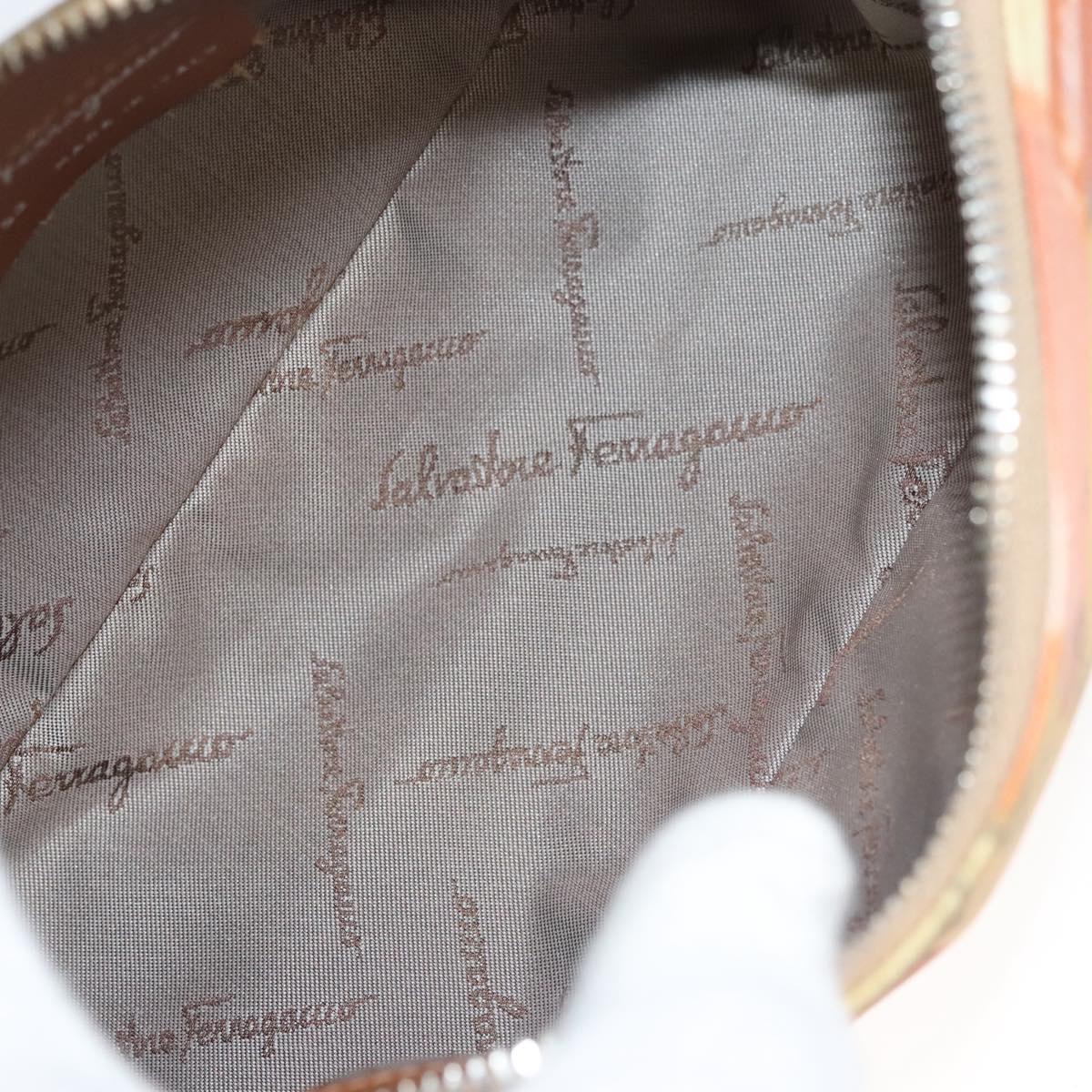 Salvatore Ferragamo Accessory Pouch Nylon Yellow Silver Auth 121659