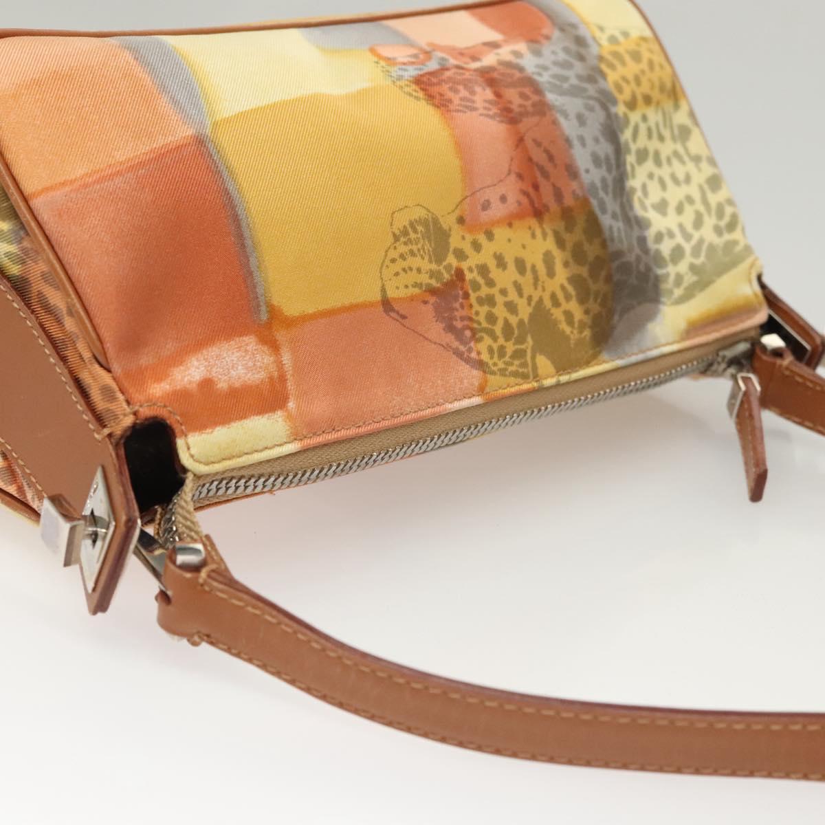 Salvatore Ferragamo Accessory Pouch Nylon Yellow Silver Auth 121659