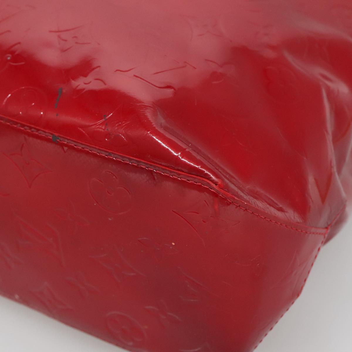 LOUIS VUITTON Monogram Vernis Reade MM Hand Bag Red Rouge M91086 LV Auth 121668