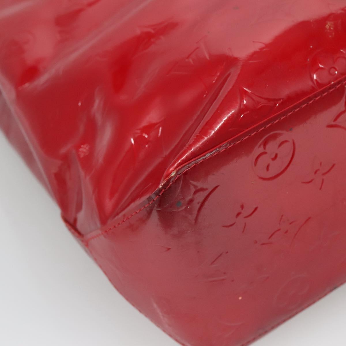 LOUIS VUITTON Monogram Vernis Reade MM Hand Bag Red Rouge M91086 LV Auth 121668