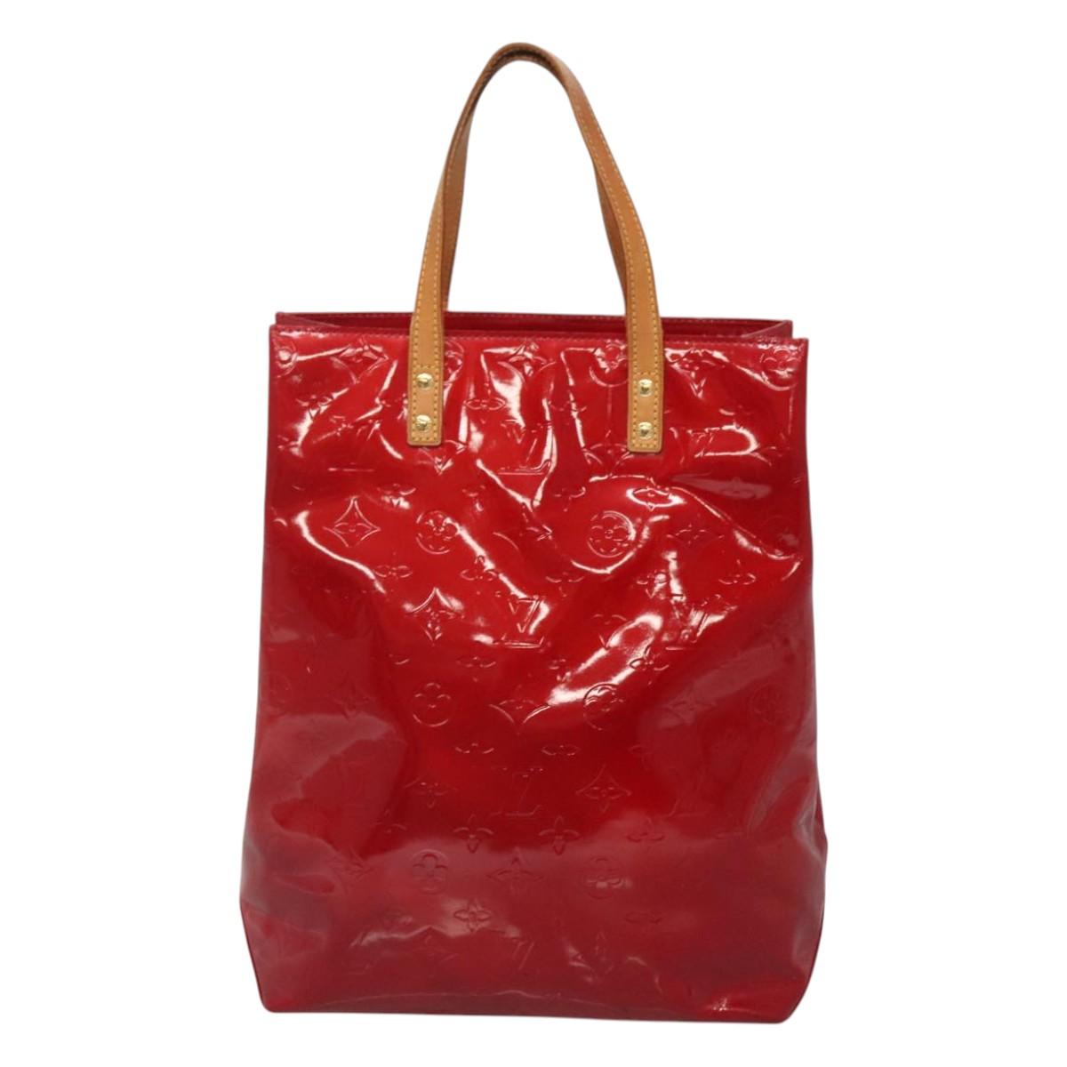 LOUIS VUITTON Monogram Vernis Reade MM Hand Bag Red Rouge M91086 LV Auth 121668