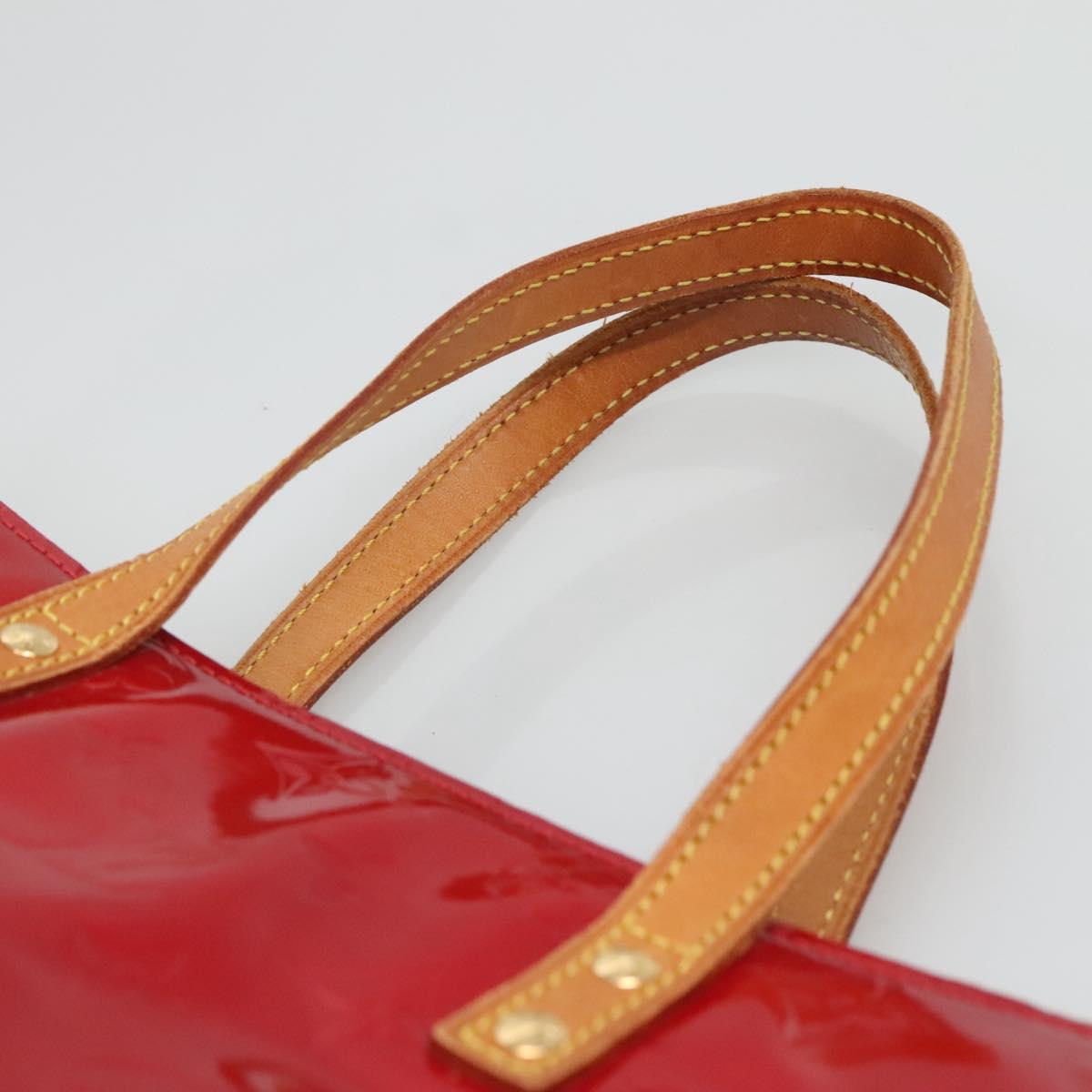 LOUIS VUITTON Monogram Vernis Reade MM Hand Bag Red Rouge M91086 LV Auth 121668