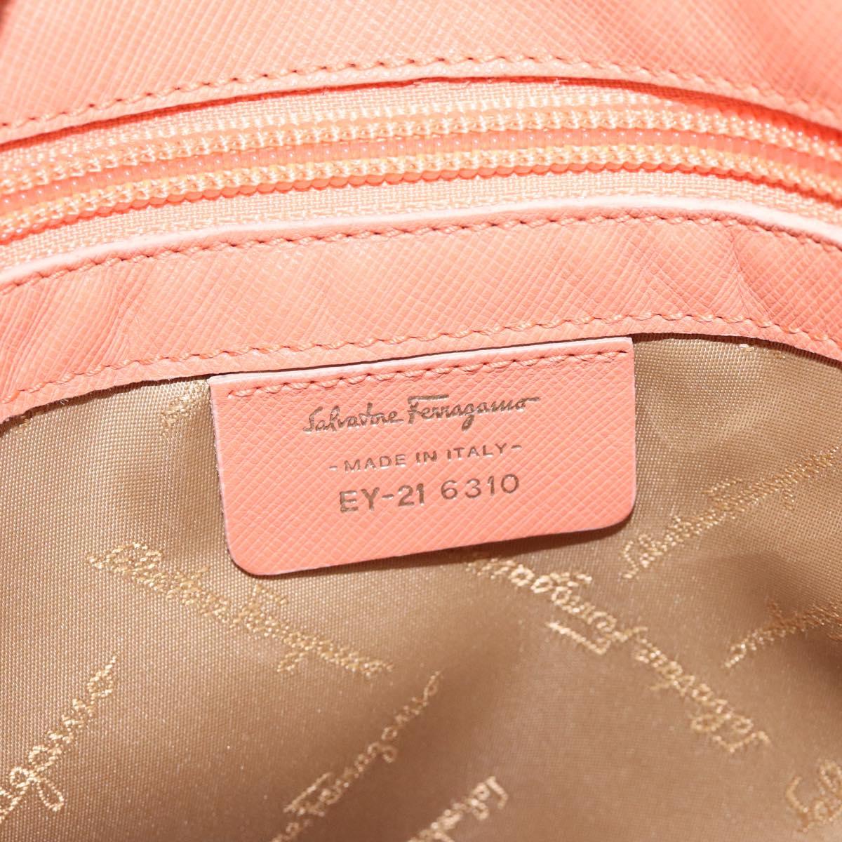 Salvatore Ferragamo Hand Bag Leather Orange Silver Auth 121670