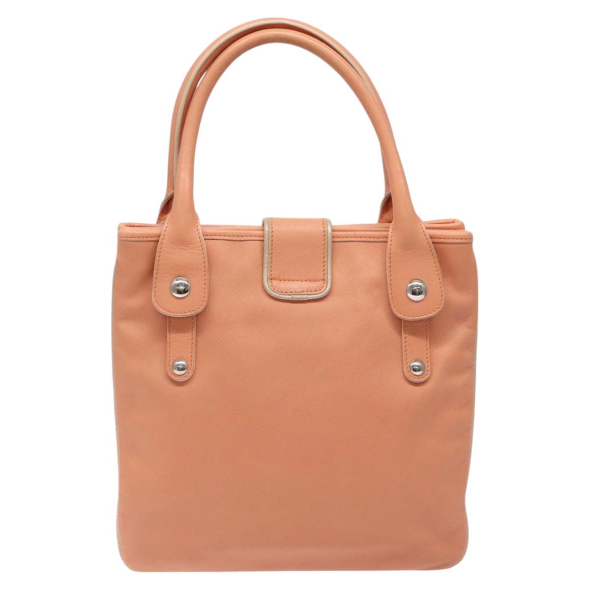 Salvatore Ferragamo Hand Bag Leather Orange Silver Auth 121670