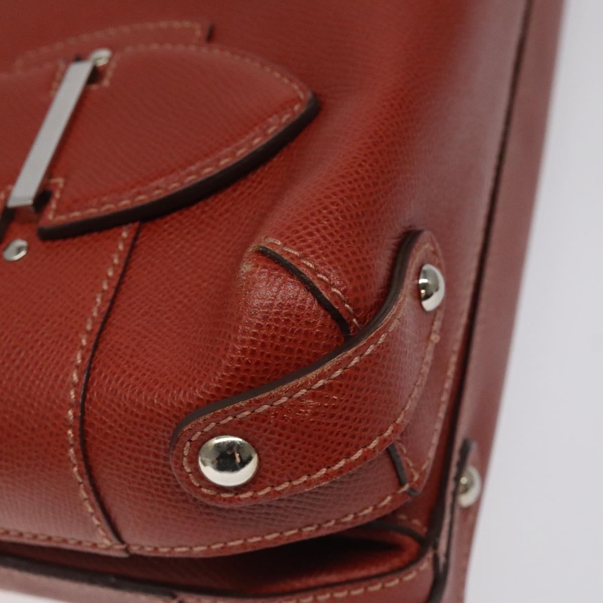 Salvatore Ferragamo Gancini Shoulder Bag Leather Orange Silver Auth 121671