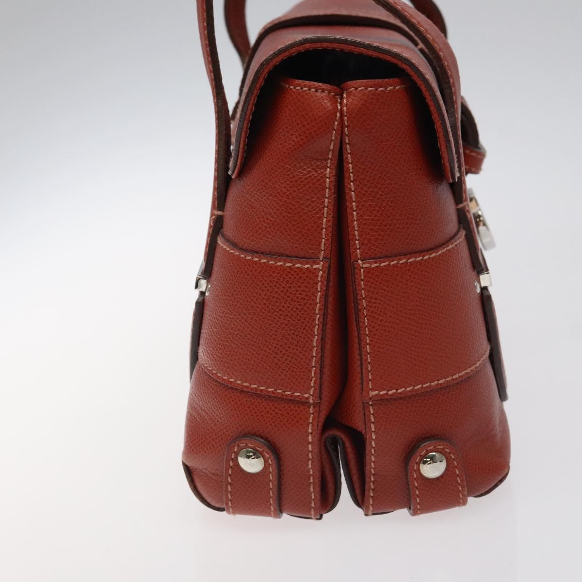 Salvatore Ferragamo Gancini Shoulder Bag Leather Orange Silver Auth 121671