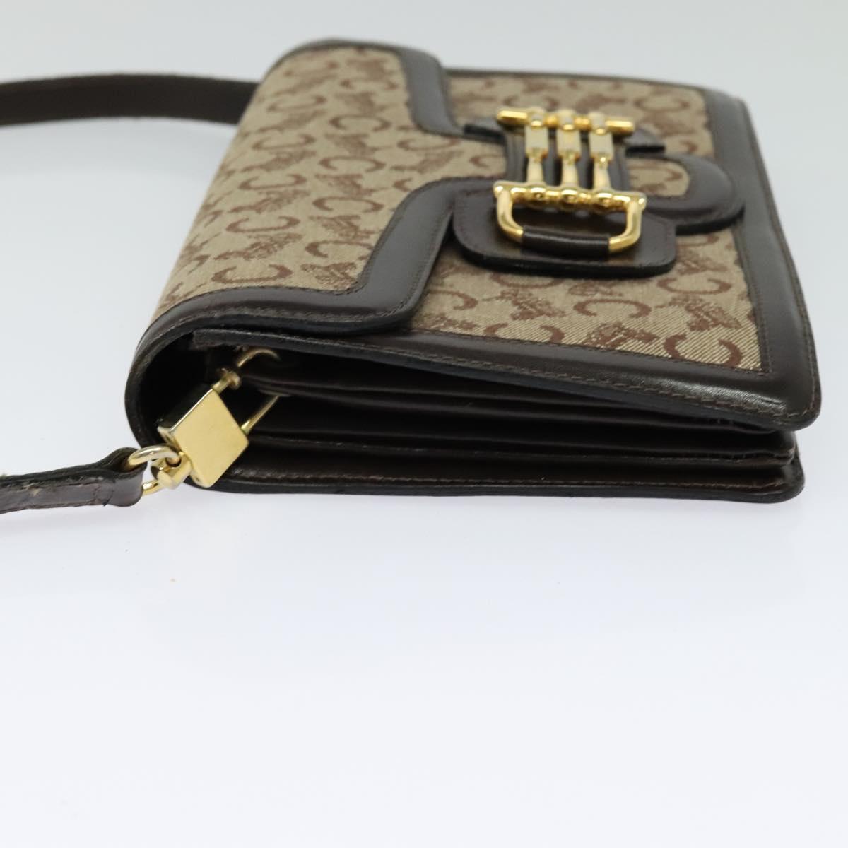 CELINE C Sulky Shoulder Bag Canvas Brown Gold Auth 121678