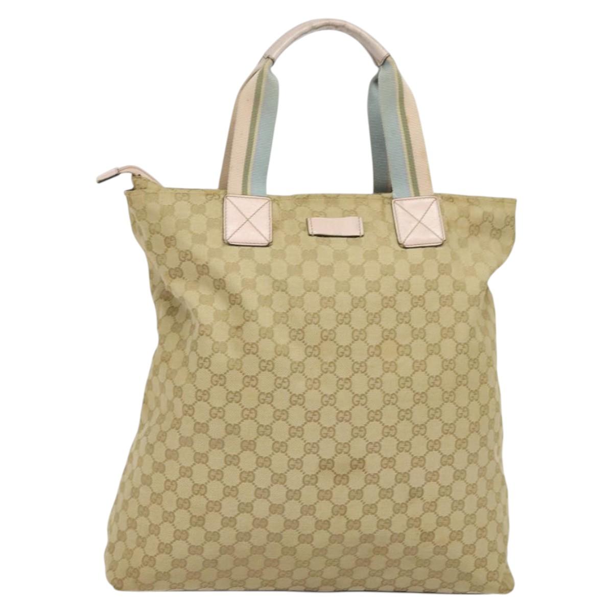 GUCCI GG Canvas Tote Bag Beige Gold 131233 Auth 121682
