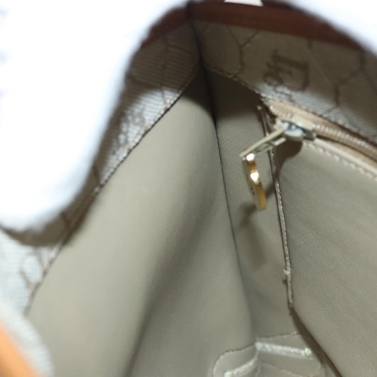 Christian Dior Honeycomb Canvas Shoulder Bag Beige Gold Auth 121690