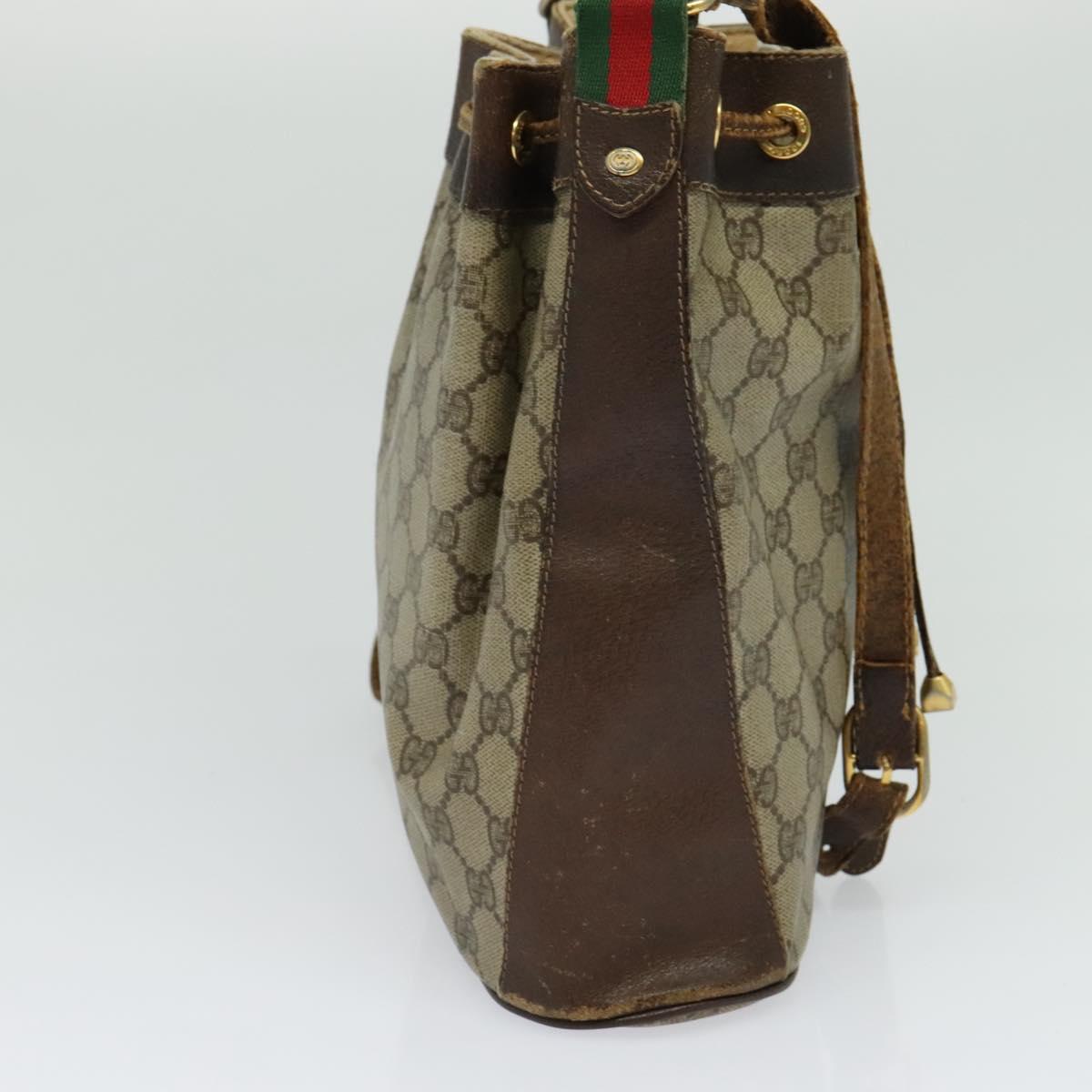 GUCCI GG Supreme Web Sherry Line Bag PVC Beige Gold 164 02 034 Auth 121700