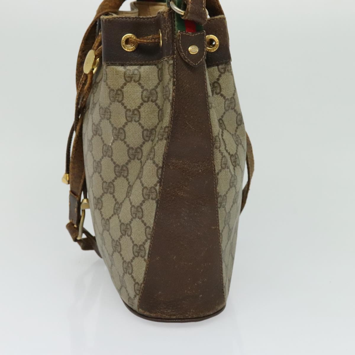 GUCCI GG Supreme Web Sherry Line Bag PVC Beige Gold 164 02 034 Auth 121700