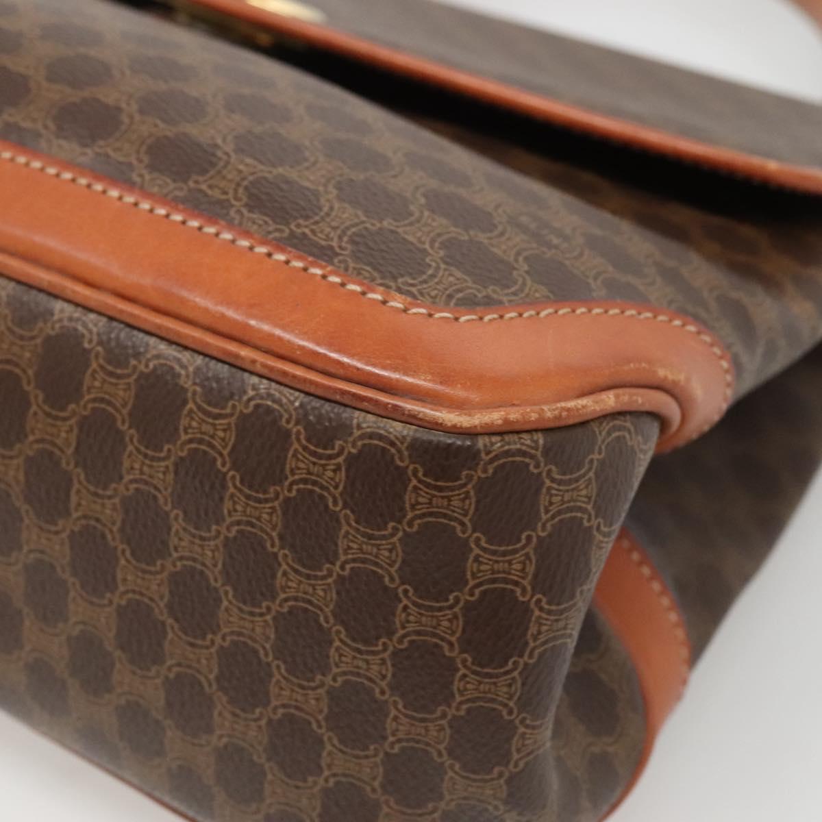CELINE Macadam Canvas Hand Bag PVC Leather Brown Gold Auth 121702