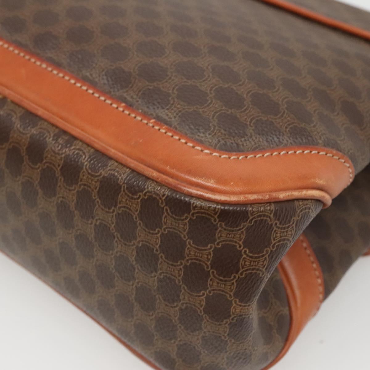 CELINE Macadam Canvas Hand Bag PVC Leather Brown Gold Auth 121702