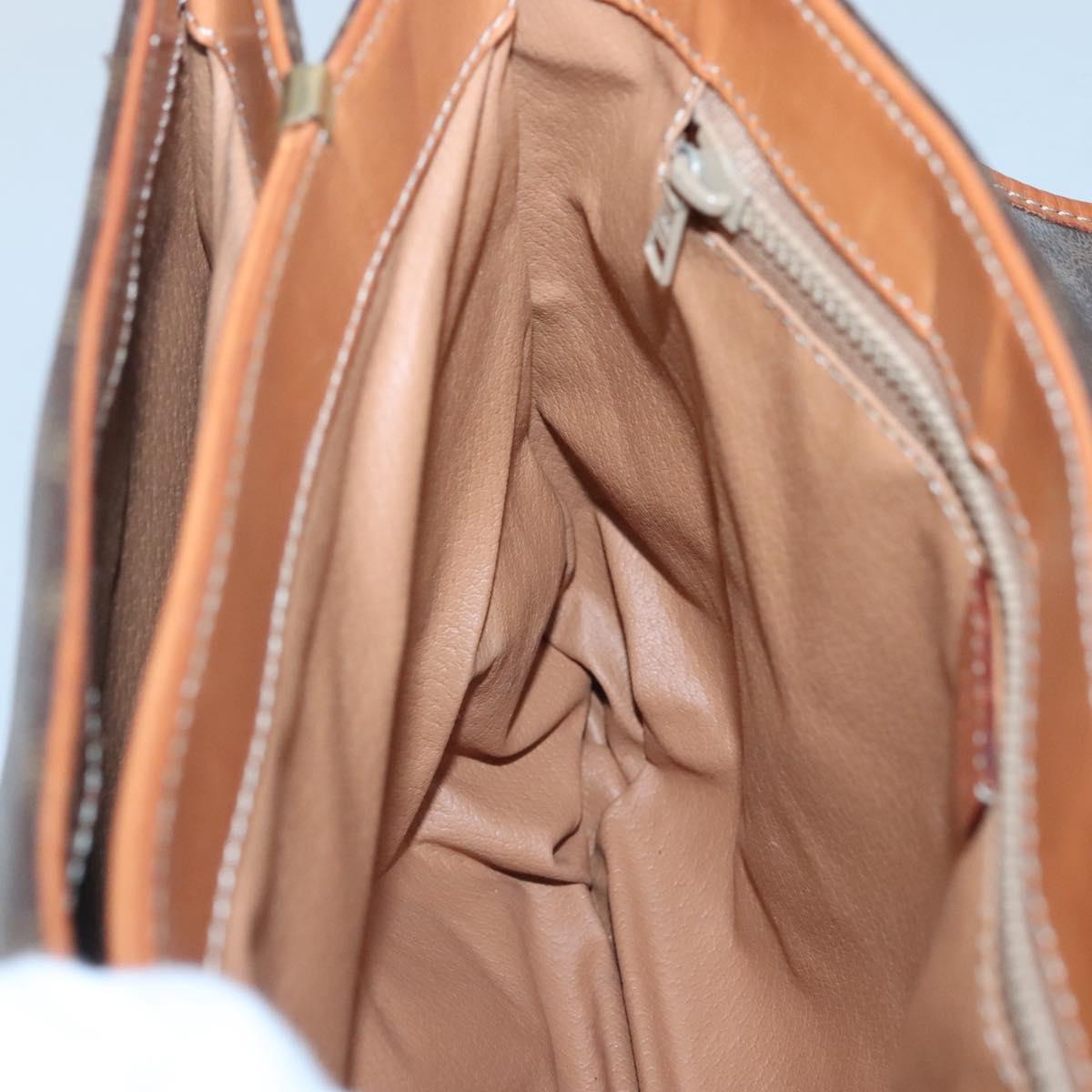 CELINE Macadam Canvas Hand Bag PVC Leather Brown Gold Auth 121702