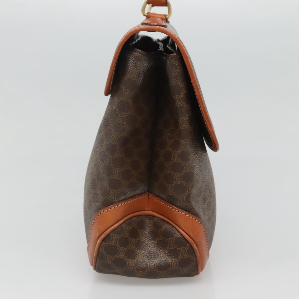 CELINE Macadam Canvas Hand Bag PVC Leather Brown Gold Auth 121702