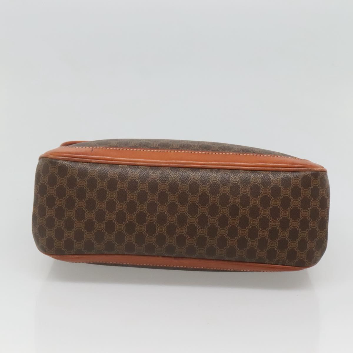 CELINE Macadam Canvas Hand Bag PVC Leather Brown Gold Auth 121702