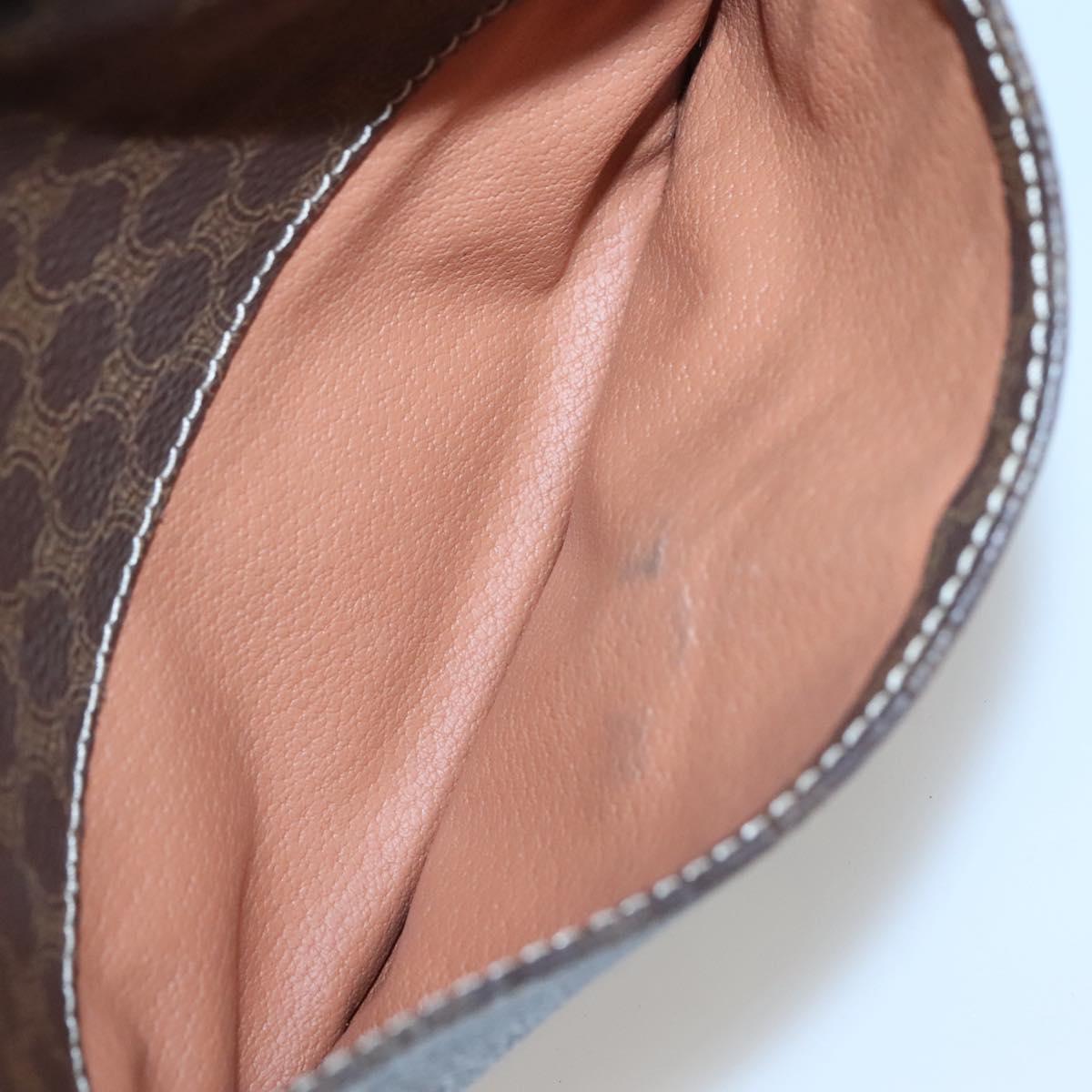 CELINE Macadam Canvas Shoulder Bag PVC Leather Brown Gold Auth 121703