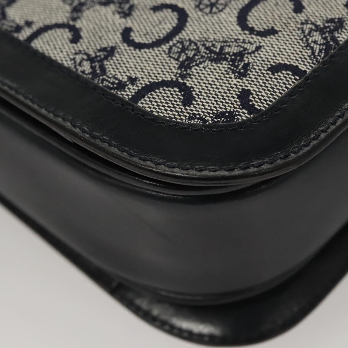 CELINE C Sulky Shoulder Bag Canvas Navy Gold Auth 121704