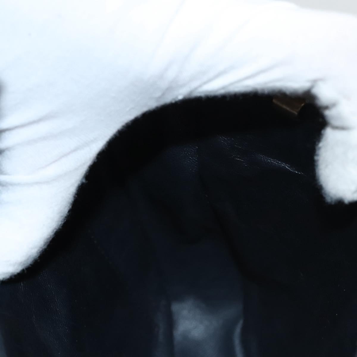 CELINE C Sulky Shoulder Bag Canvas Navy Gold Auth 121704