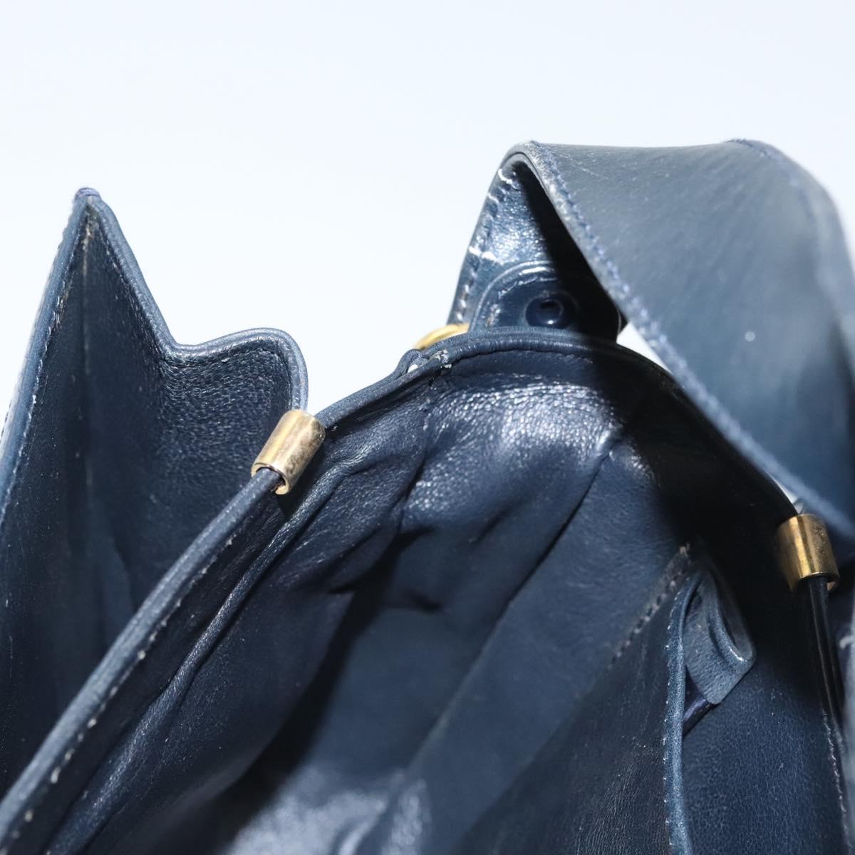 CELINE C Sulky Shoulder Bag Canvas Navy Gold Auth 121704