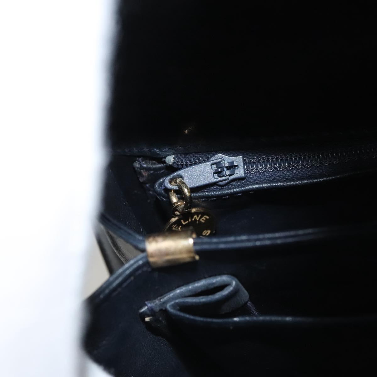 CELINE C Sulky Shoulder Bag Canvas Navy Gold Auth 121704