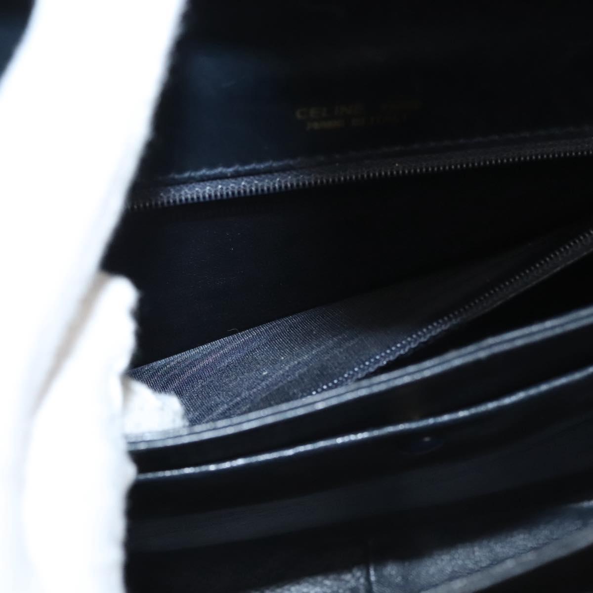 CELINE C Sulky Shoulder Bag Canvas Navy Gold Auth 121704