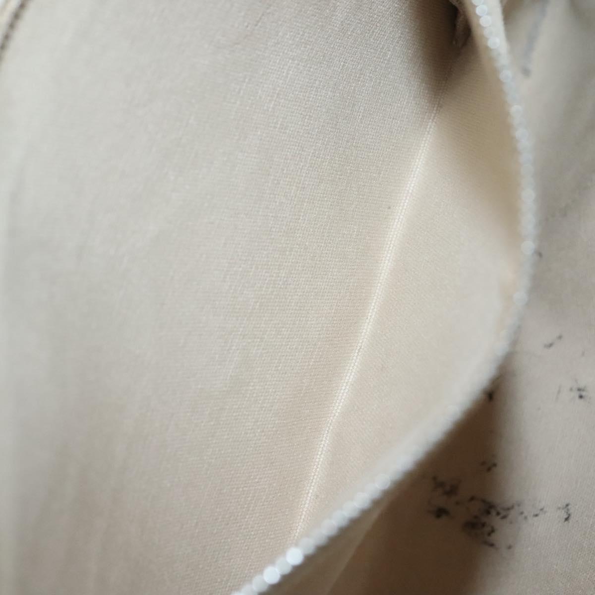 PRADA Tote Bag Canvas Leather Beige Silver Auth 121707