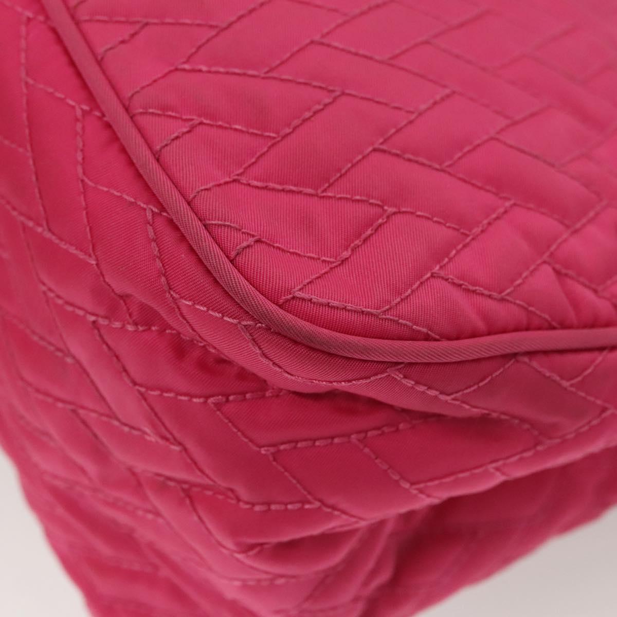 PRADA Chain Shoulder Bag Nylon Pink Silver Auth 121721