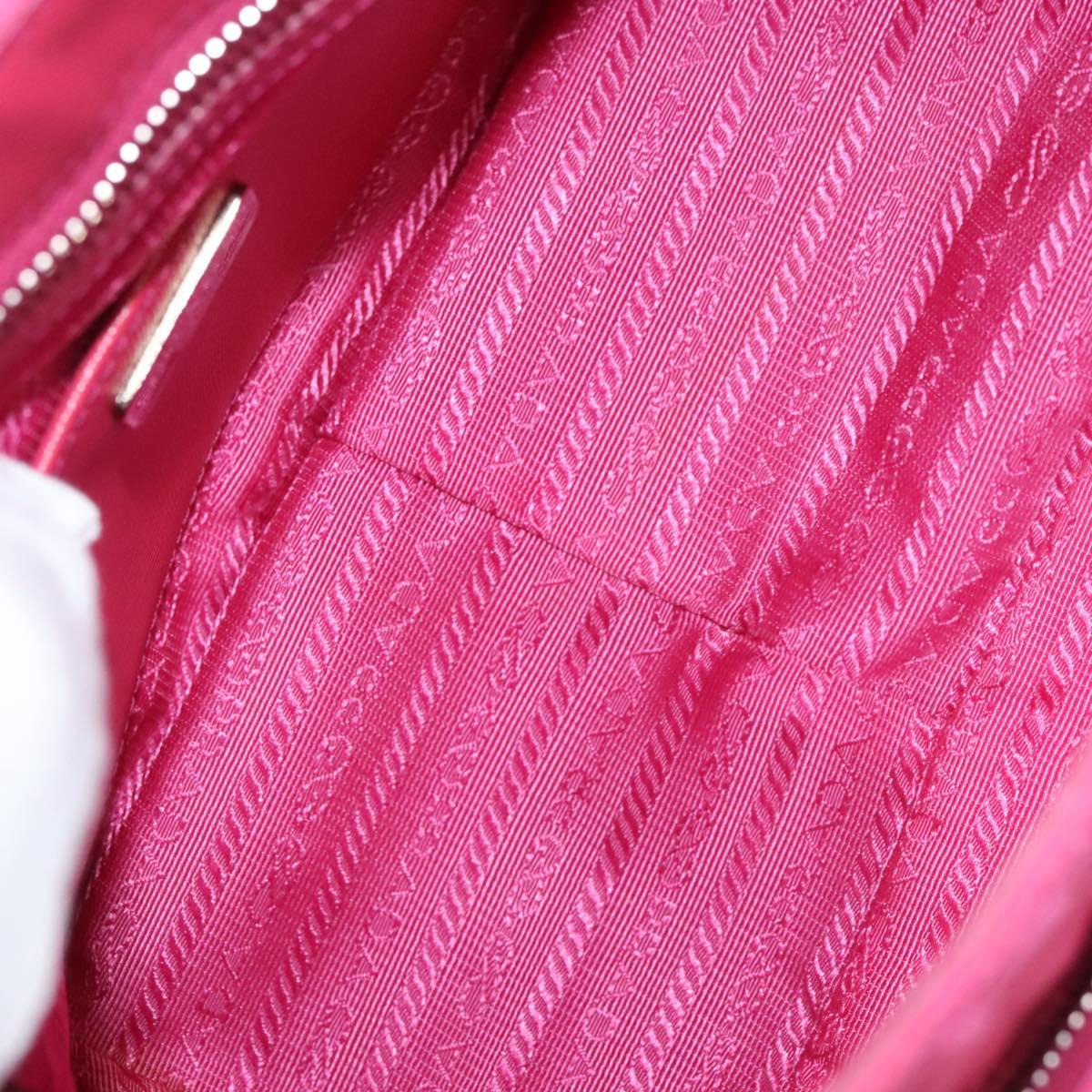 PRADA Chain Shoulder Bag Nylon Pink Silver Auth 121721