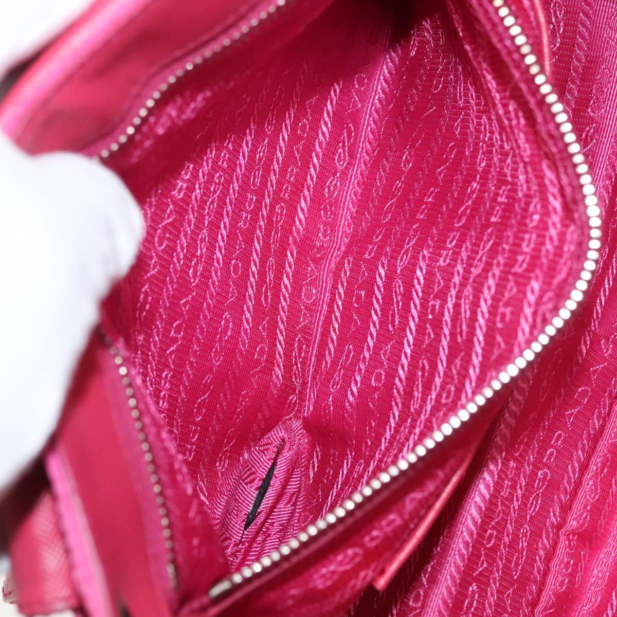 PRADA Chain Shoulder Bag Nylon Pink Silver Auth 121721