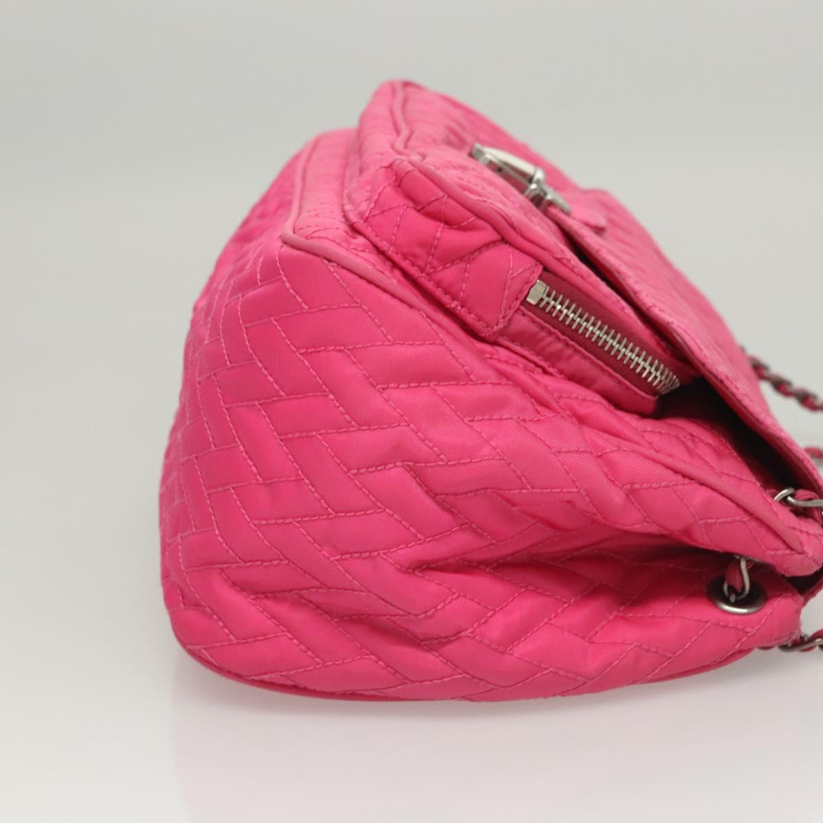 PRADA Chain Shoulder Bag Nylon Pink Silver Auth 121721