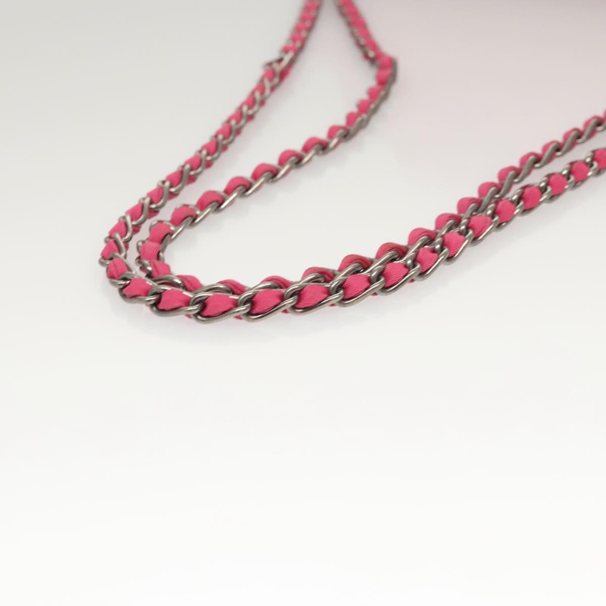 PRADA Chain Shoulder Bag Nylon Pink Silver Auth 121721