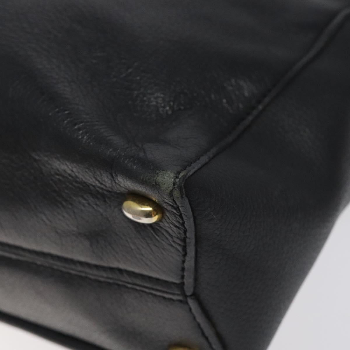 CELINE Shoulder Bag Leather Black Gold Auth 121723