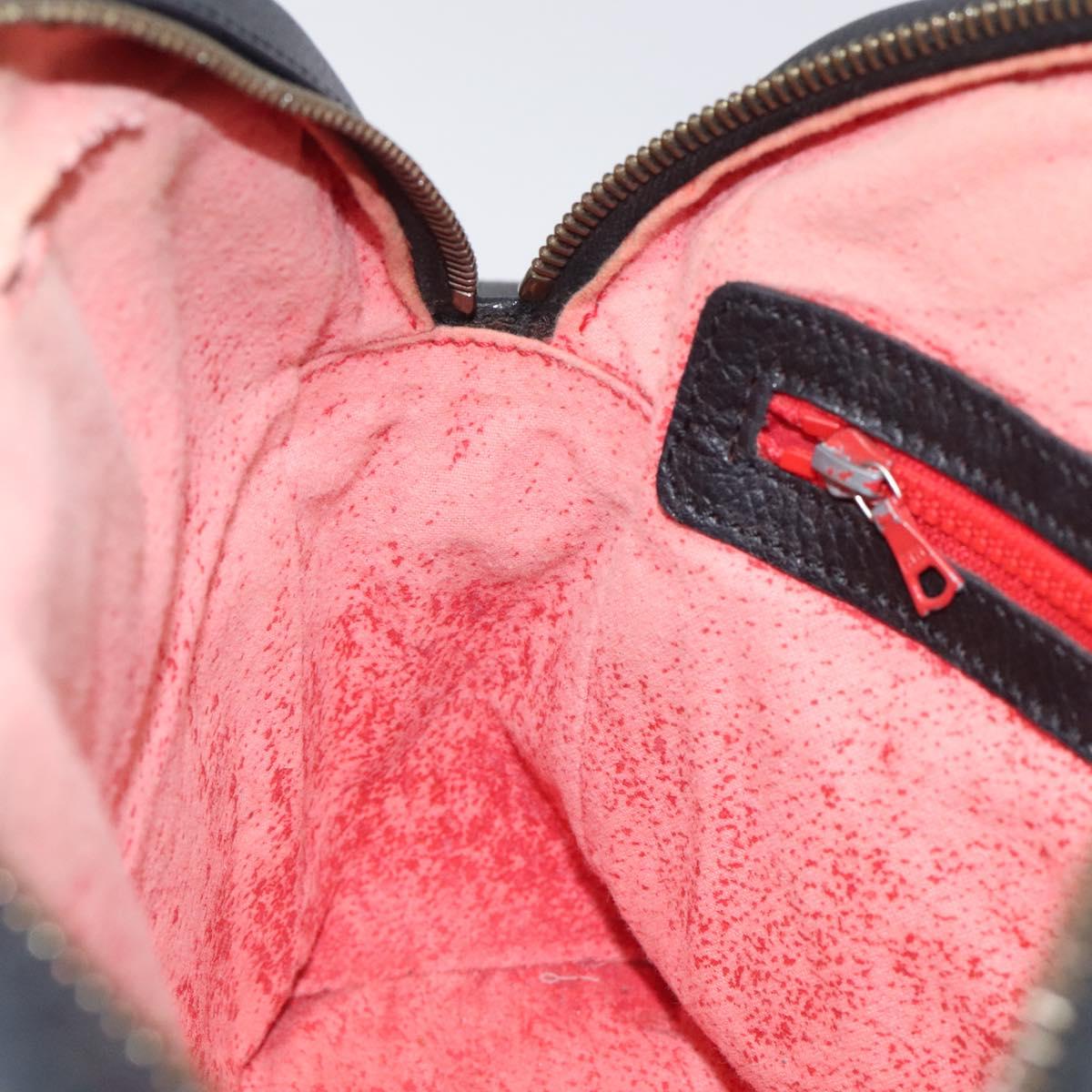 CELINE Shoulder Bag Leather Black Gold Auth 121723