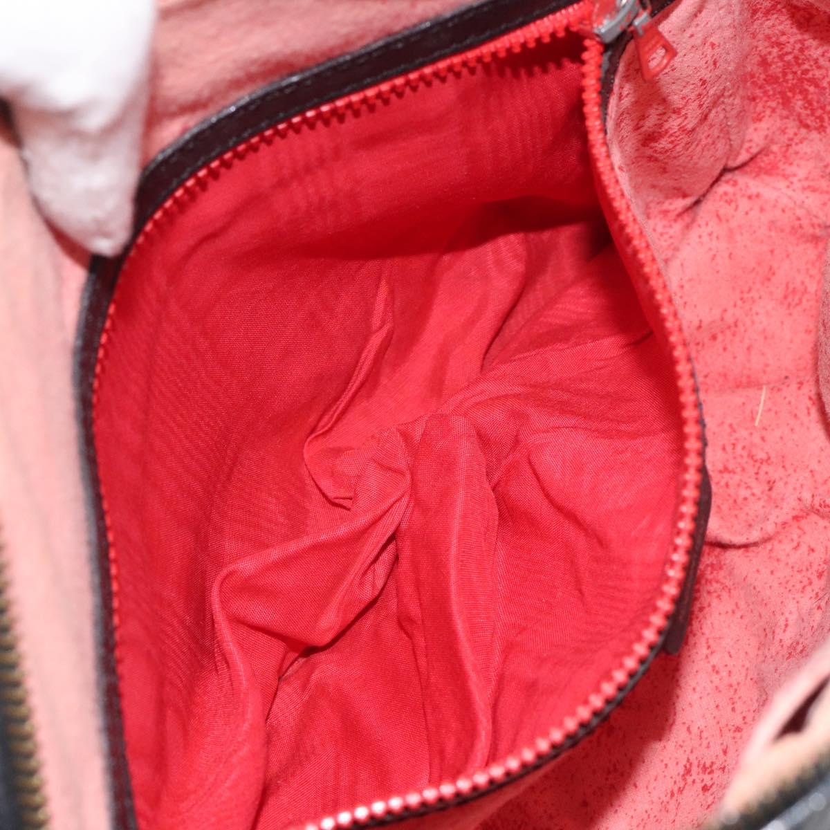 CELINE Shoulder Bag Leather Black Gold Auth 121723