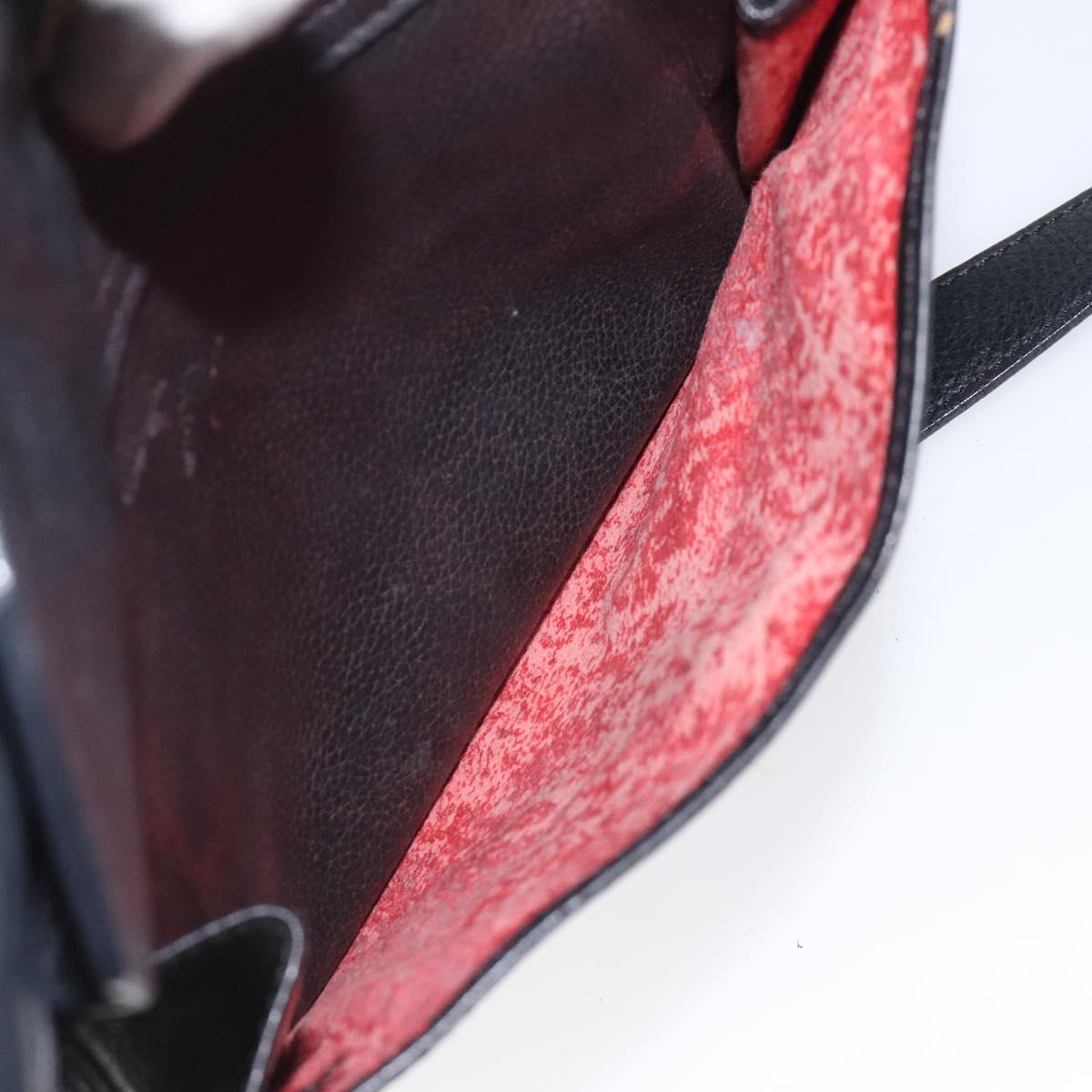 CELINE Shoulder Bag Leather Black Gold Auth 121723