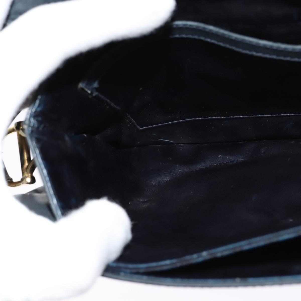 CELINE C Sulky Shoulder Bag Canvas Navy Gold Auth 121724