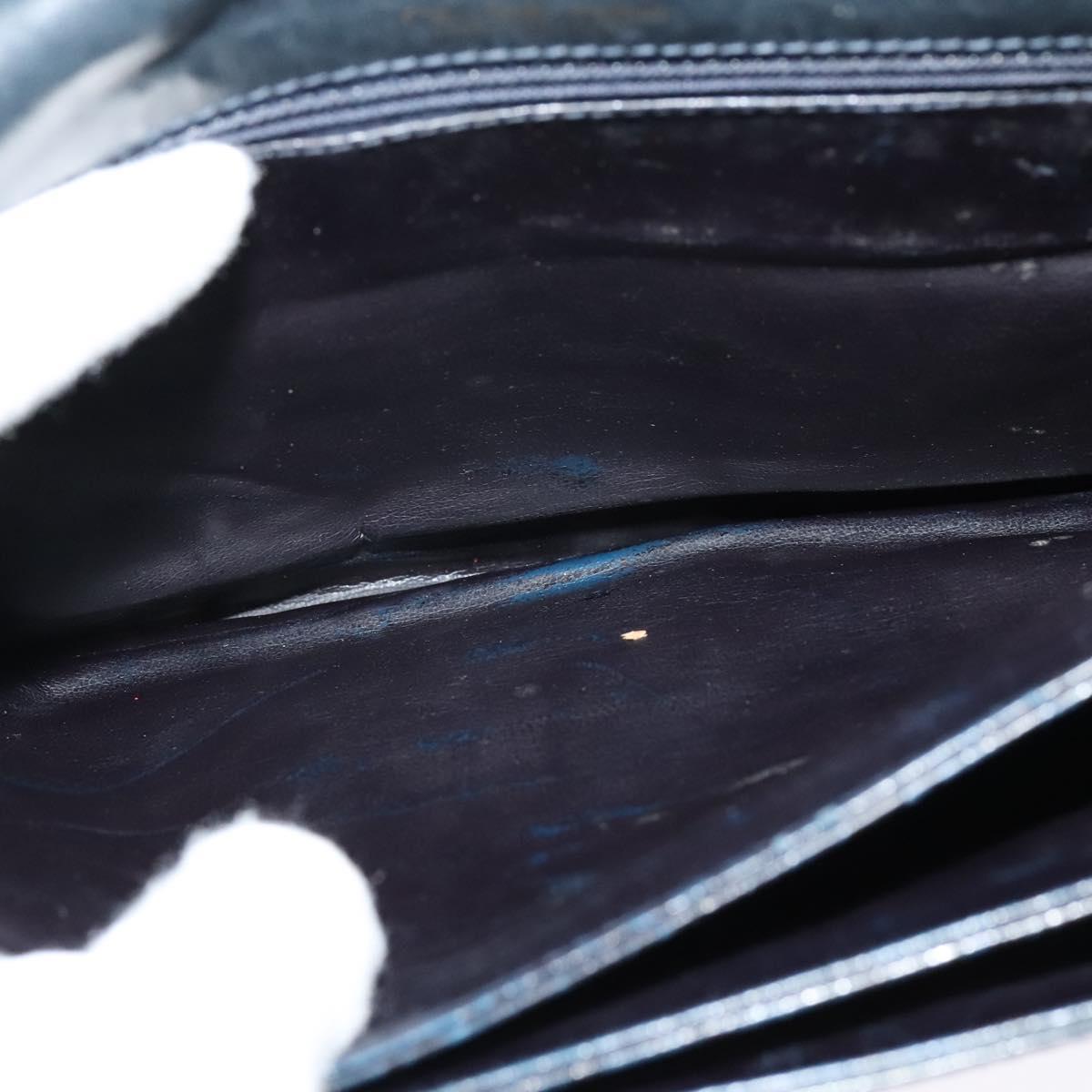 CELINE C Sulky Shoulder Bag Canvas Navy Gold Auth 121724