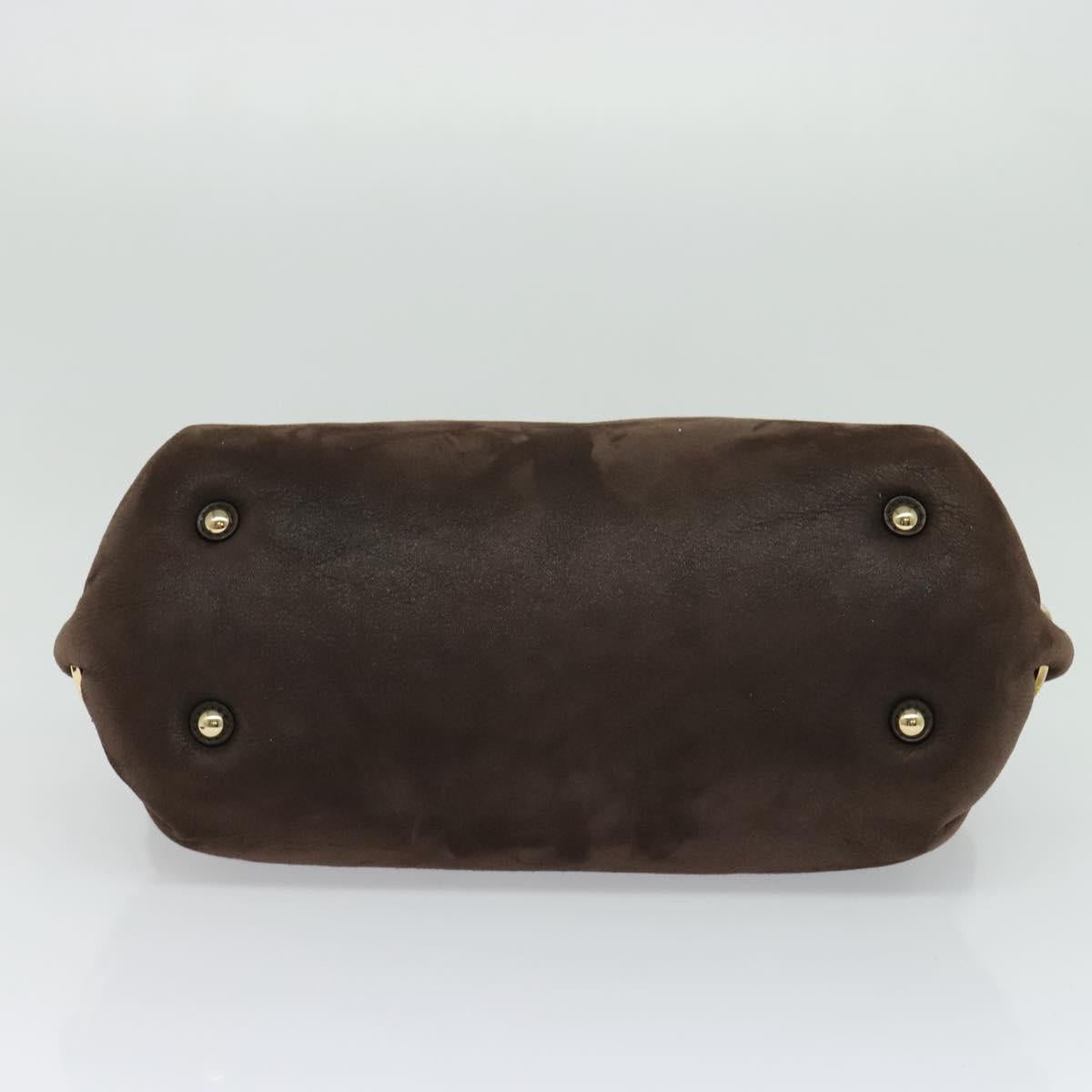 Salvatore Ferragamo Gancini Hand Bag Mouton 2way Brown Gold Auth 121725