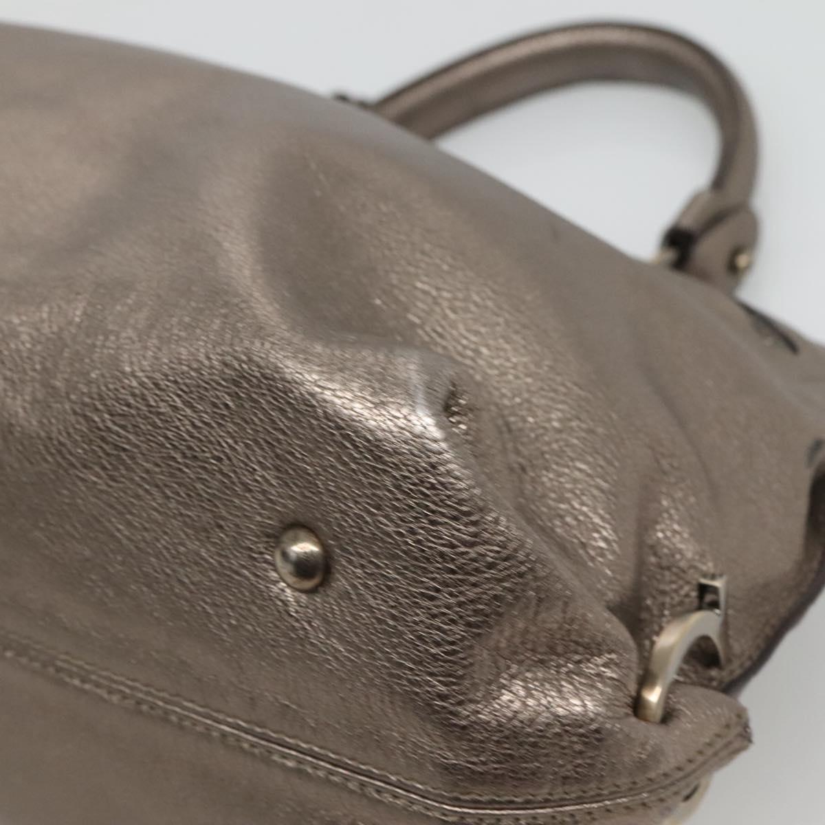 Salvatore Ferragamo Gancini Hand Bag Leather 2way Gold Tone Auth 121739