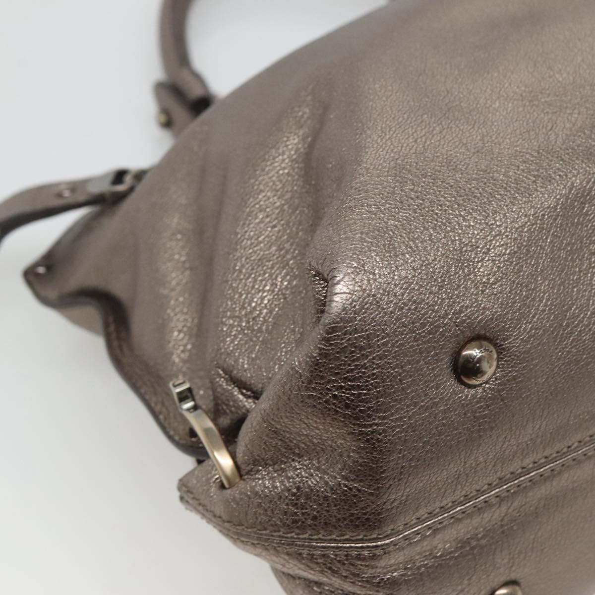 Salvatore Ferragamo Gancini Hand Bag Leather 2way Gold Tone Auth 121739