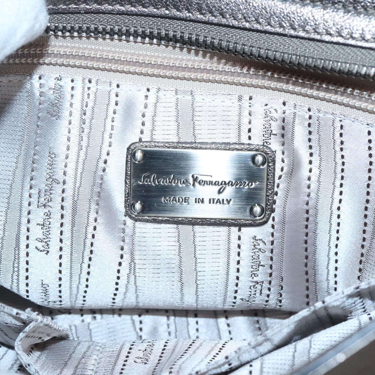 Salvatore Ferragamo Gancini Hand Bag Leather 2way Gold Tone Auth 121739