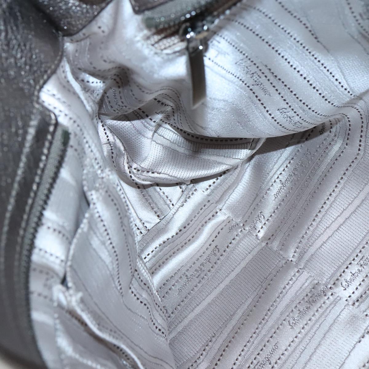 Salvatore Ferragamo Gancini Hand Bag Leather 2way Gold Tone Auth 121739