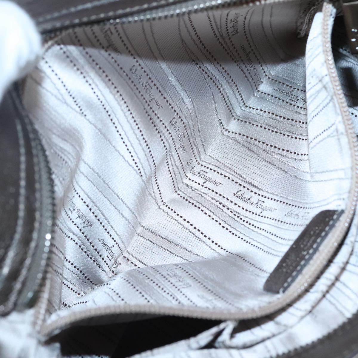 Salvatore Ferragamo Gancini Hand Bag Leather 2way Gold Tone Auth 121739