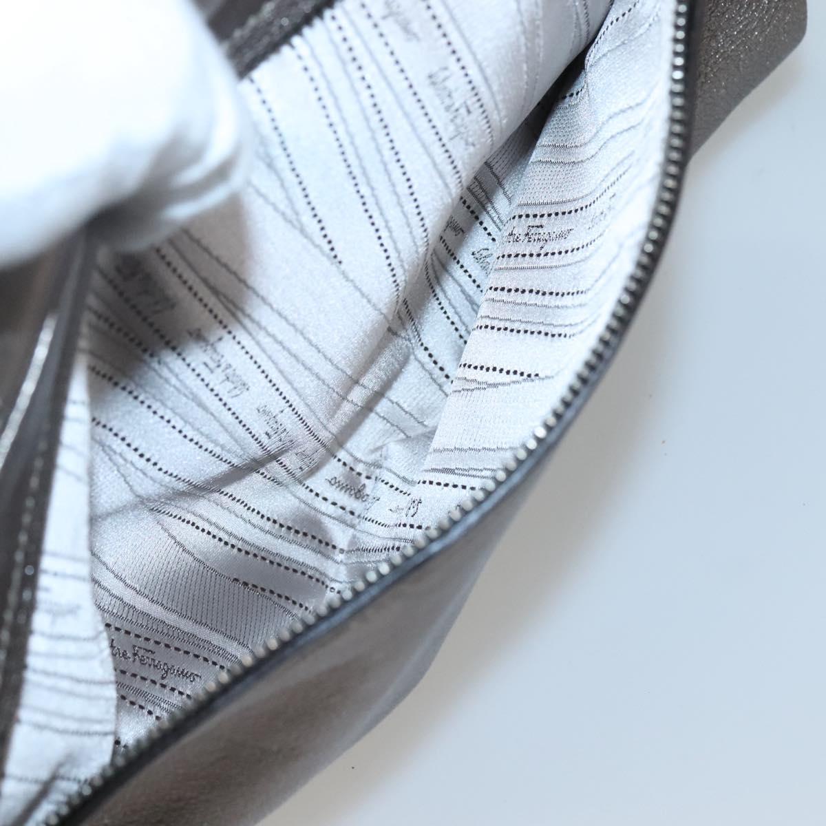 Salvatore Ferragamo Gancini Hand Bag Leather 2way Gold Tone Auth 121739