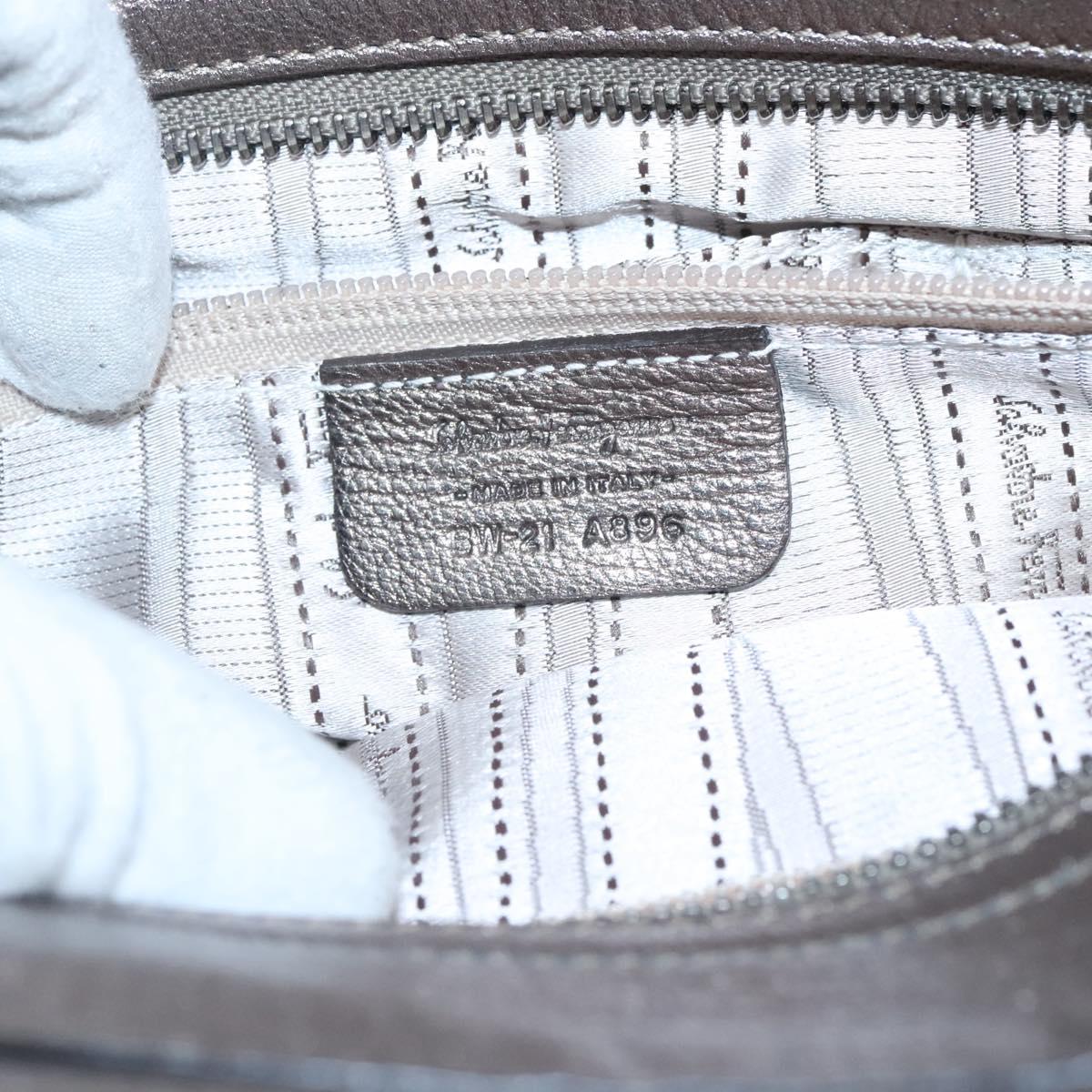 Salvatore Ferragamo Gancini Hand Bag Leather 2way Gold Tone Auth 121739