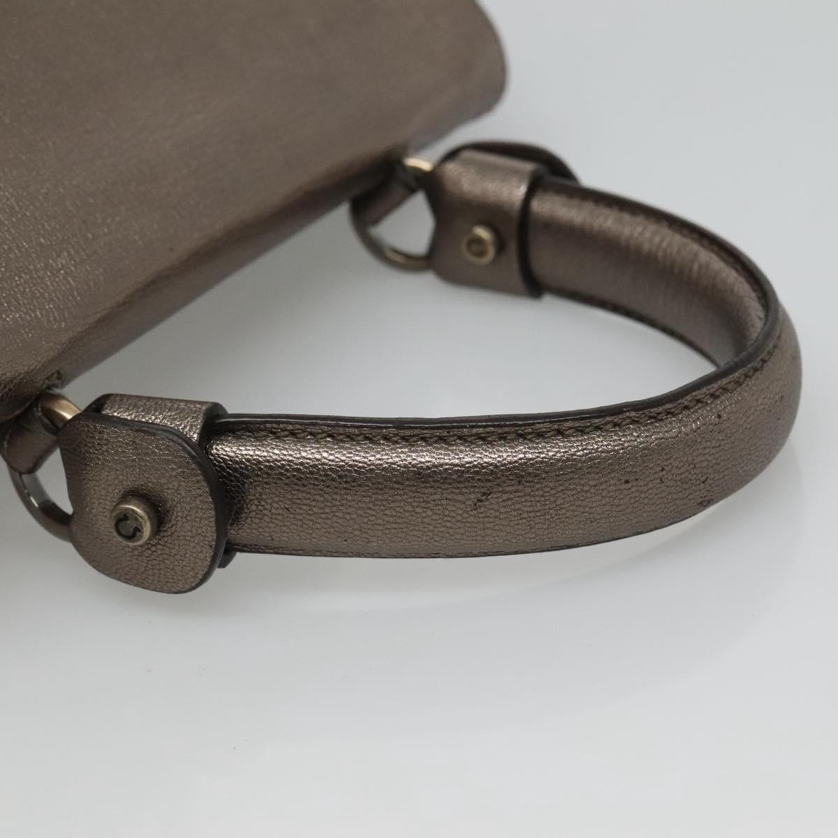 Salvatore Ferragamo Gancini Hand Bag Leather 2way Gold Tone Auth 121739